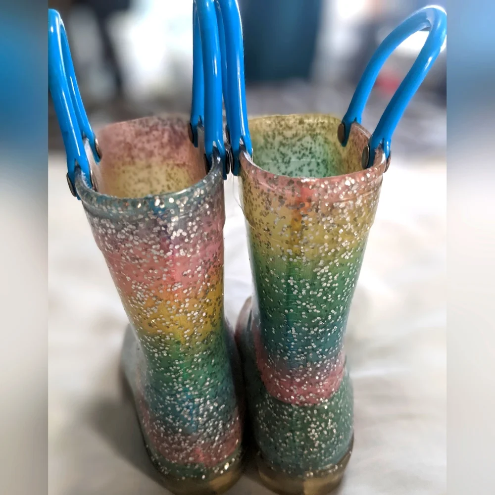 Austin Trading Co Little Girl Rainbow Glitter Rain Boots